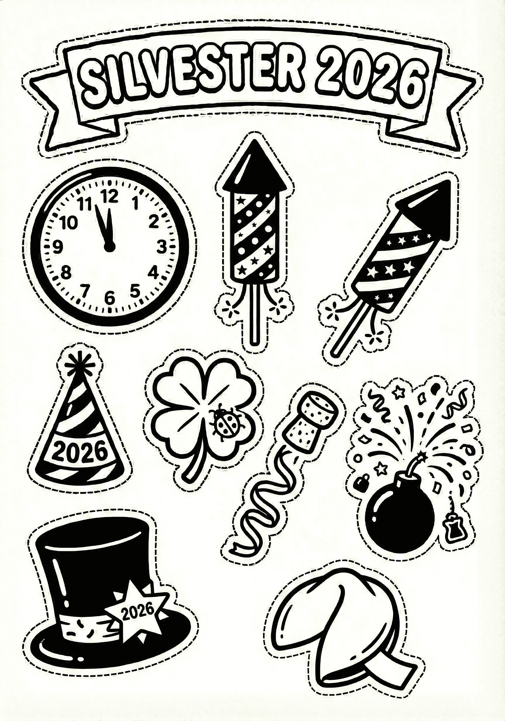 Ausmalbilder Silvester 2026 - Bild 3