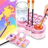 Pinselreiniger, Brush Cleaner, Brush Rinser WasserkreislaufspüLer, SüßWasser-Zyklus-Einsatz, Pinsel-SpüLer FüR Acryl- Und Farben Auf Wasserbasis (Pink transparent)